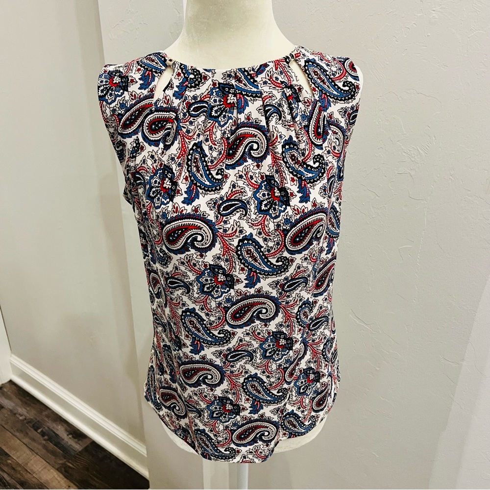 Tommy Hilfiger Blouse Size Small Red Blue Paisley sleeveless Women